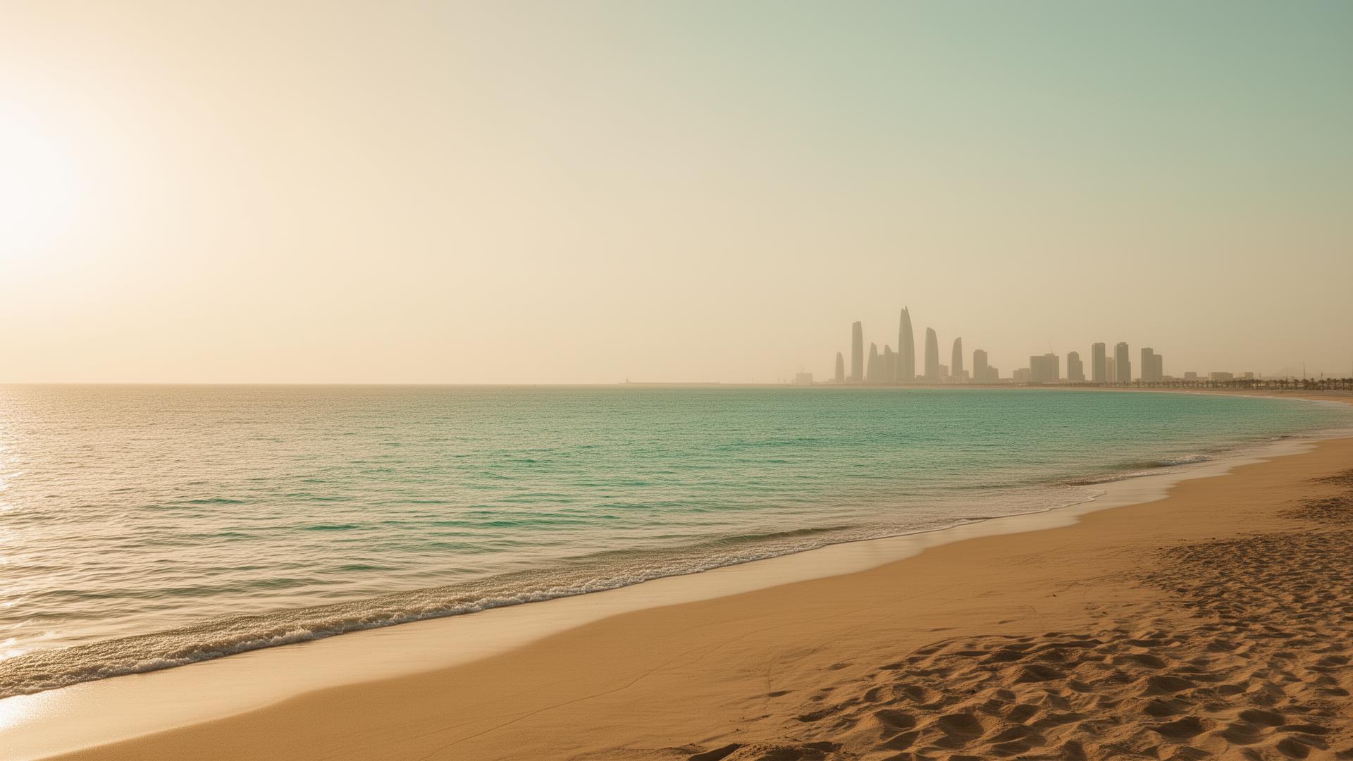 Jeddah Corniche on the Red Sea at golden hour